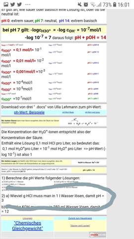 Wie Kommt Man Von Mol L Auf G L Schule Mathe Chemie