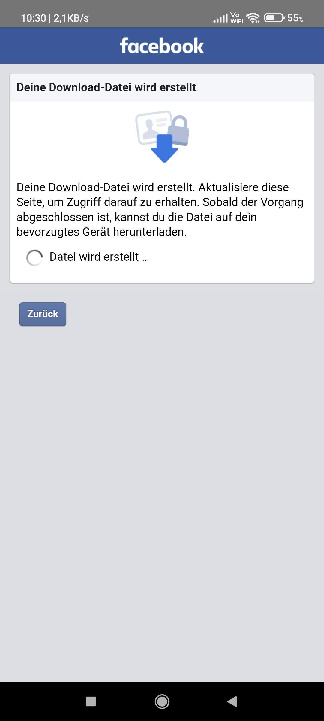 Wie lang dauert es Facebook Daten herunterladen? (Handy, Account)