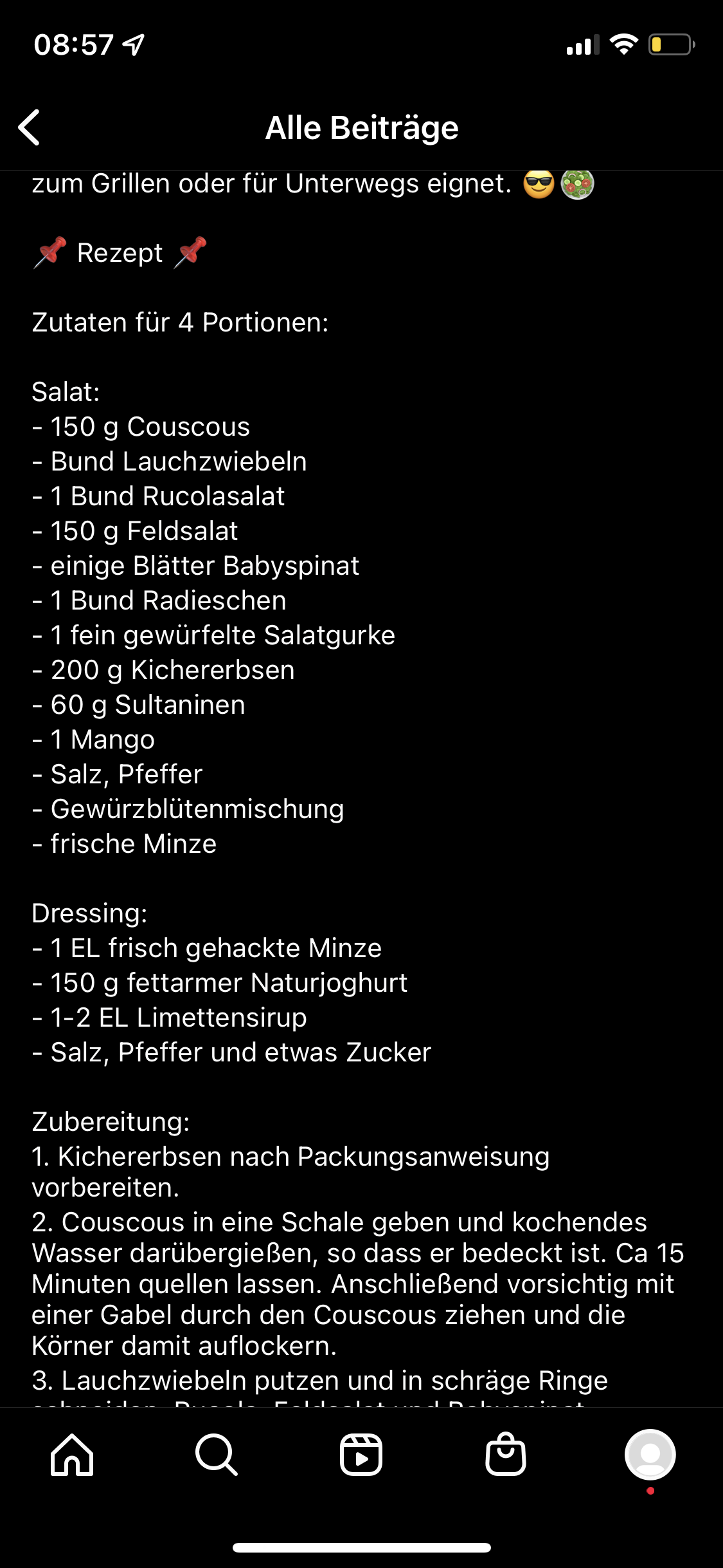 Wie lang lässt sich dieser frischgemachte Salat im Kühlschrank aufbewahren? (Essen, kochen)