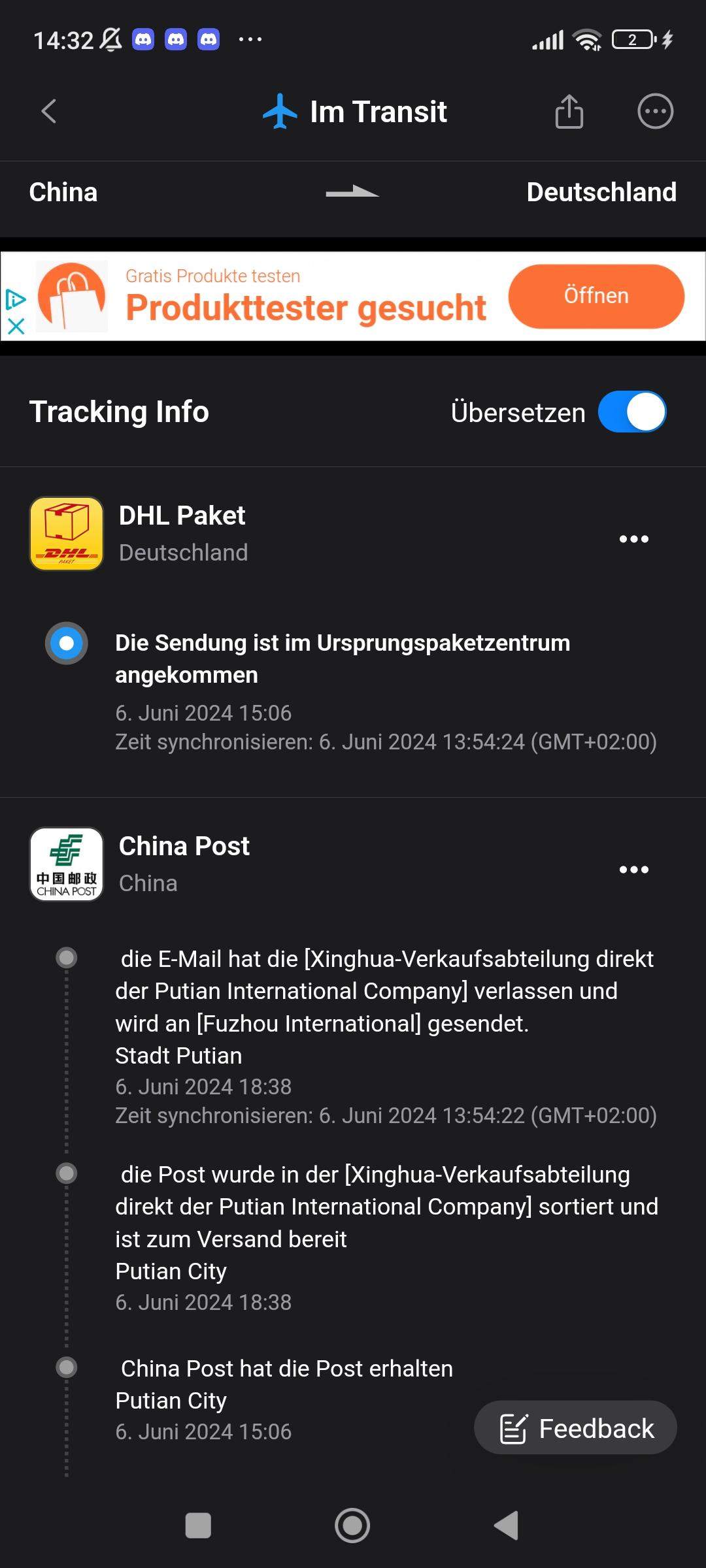 Wie lange dauert es bis das Paket bei mir in Schleswig Holstein ...