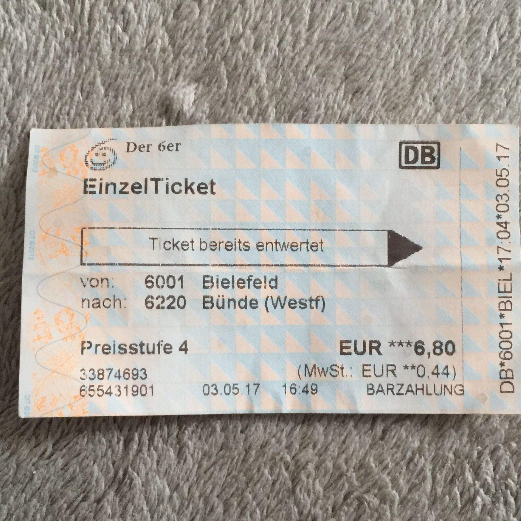 Wie lange ist ein bereits entwertetes Zugticket gültig? (Bahn, Ticket, Zug)