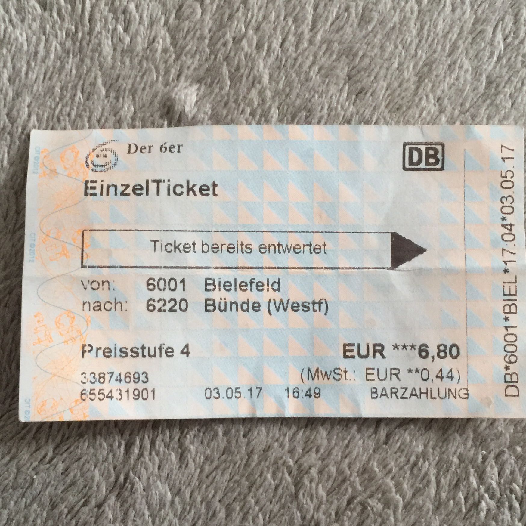 Wie lange ist ein bereits entwertetes Zugticket gültig? (Bahn, Ticket, Zug)