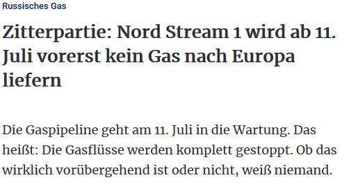 Wie lange wird Putin Deutschland das Gas über NordStream 1 abdrehen, eure Prognose?