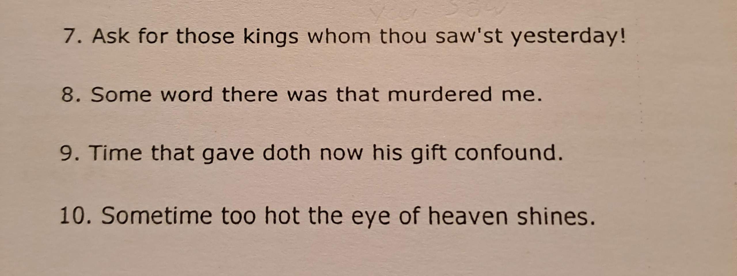 Wie lauten die Sätze in modernem Englisch? (Übersetzung, Shakespeare)