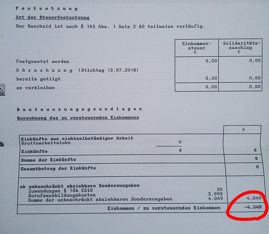 Wie lese ich den steuerbescheid bei der Steuererklärung für Student - erstausbildung ...