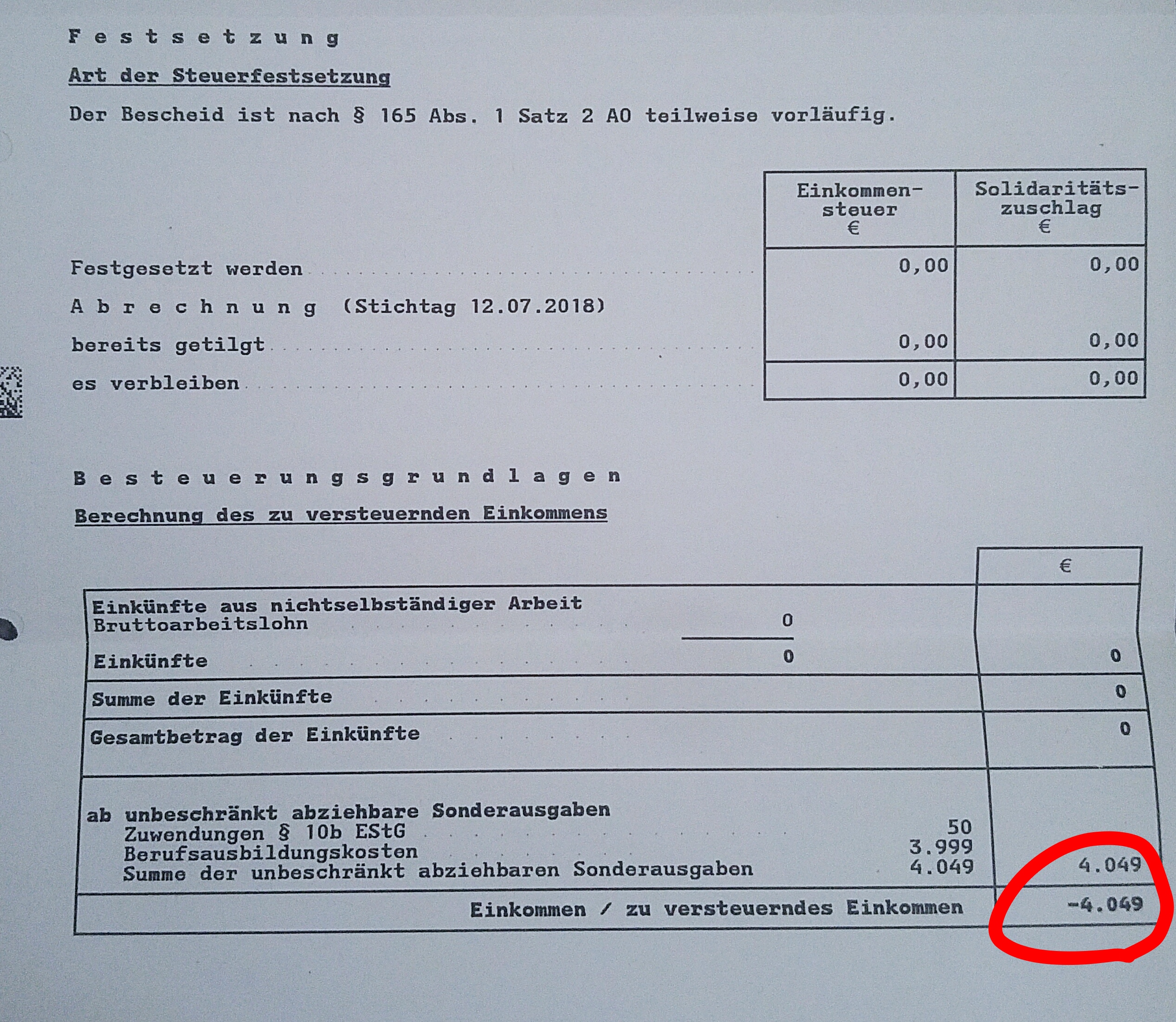 Wie lese ich den steuerbescheid bei der Steuererklärung für Student - erstausbildung ...