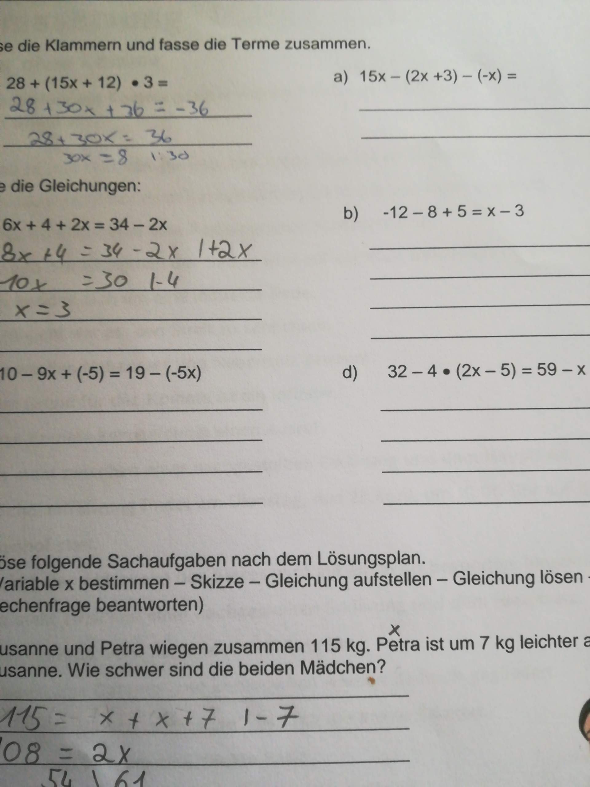 Wie löse ich die klammern auf(Mathe hausaufgaben)? (Schule, Mathematik