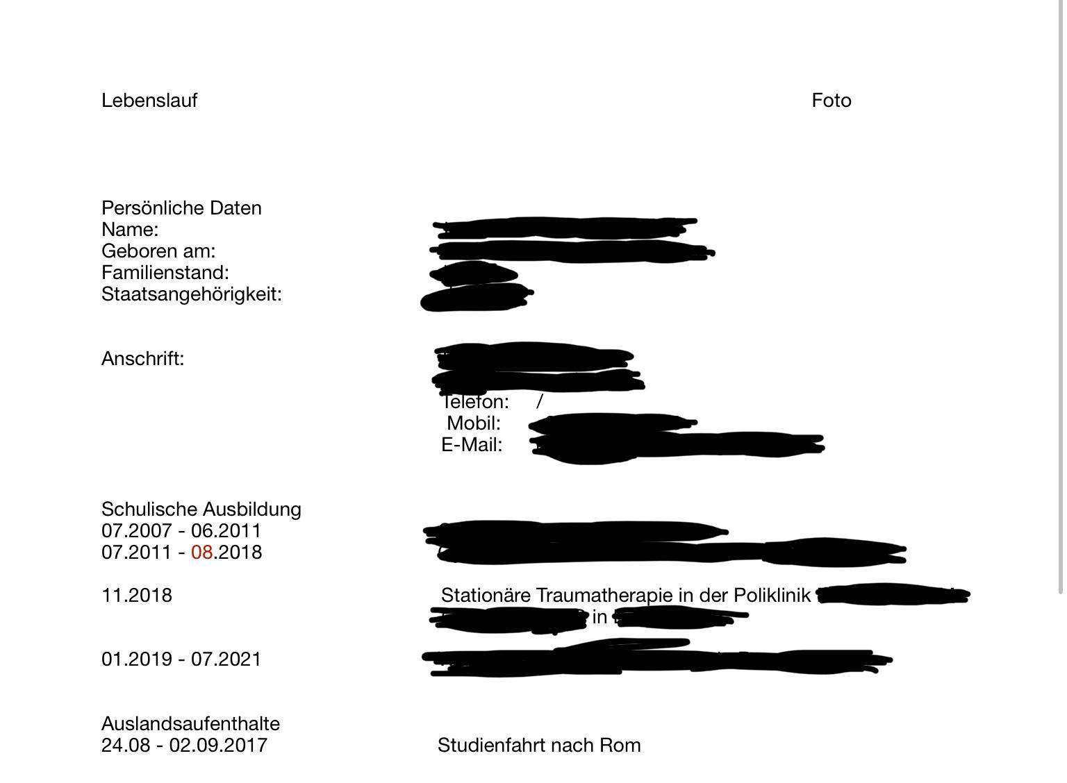 Wie Lücke im Lebenslauf wegen Traumatherapie begründen? (Schule, Ausbildung und Studium, Beruf