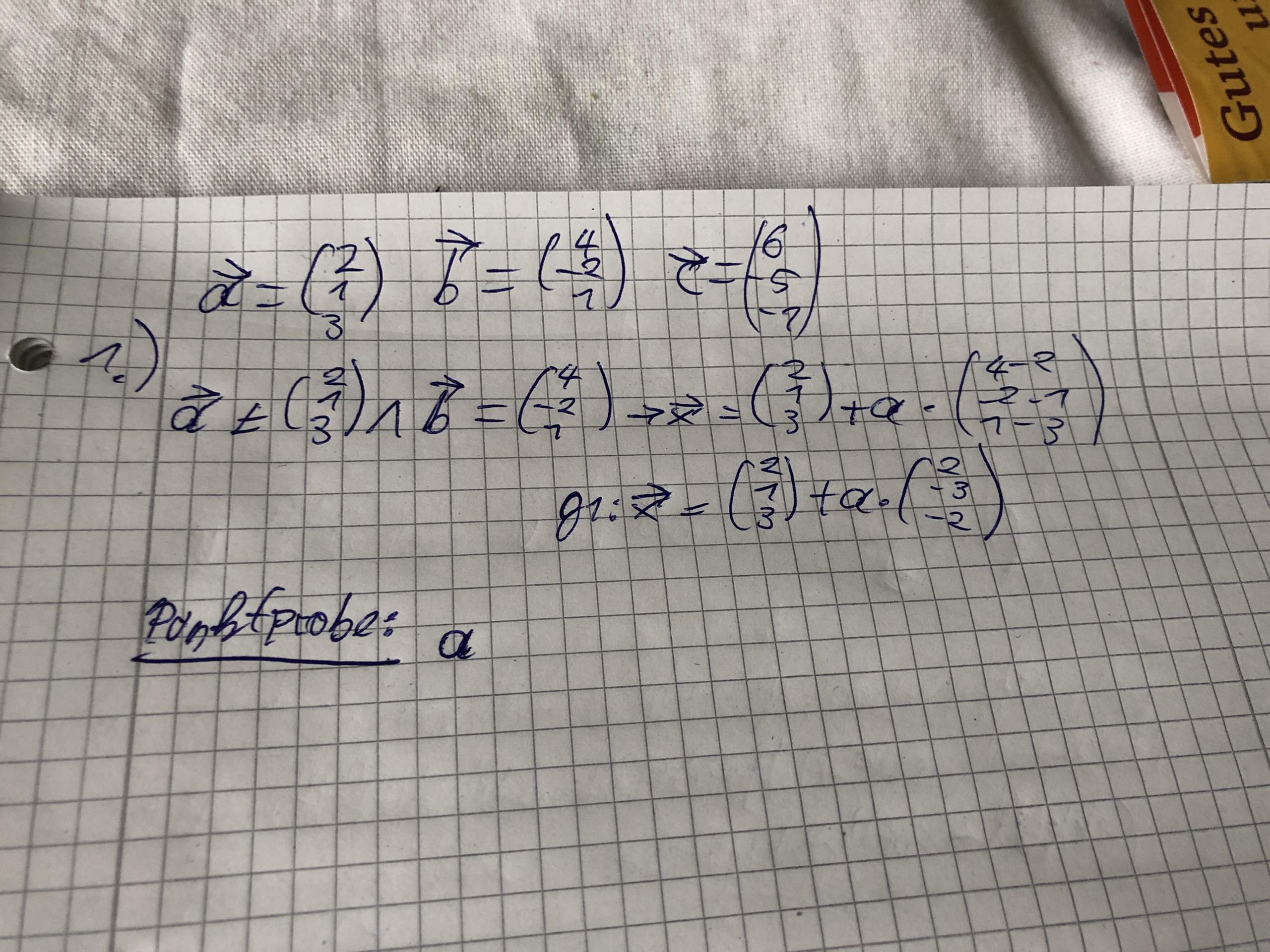 Wie mache ich eine Punktprobe bei 3 Vektoren siehe Foto? (Schule ...