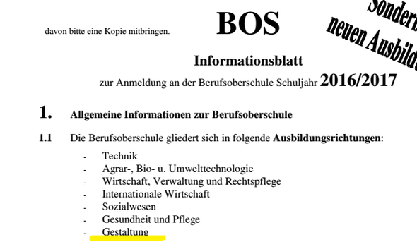 Infoblatt - (Schule, Technik, Beruf)