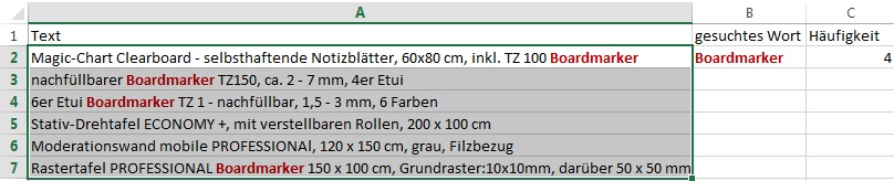 Wie oft kommt ein Wort in einer Excel-Spalte vor? (Computer, Office