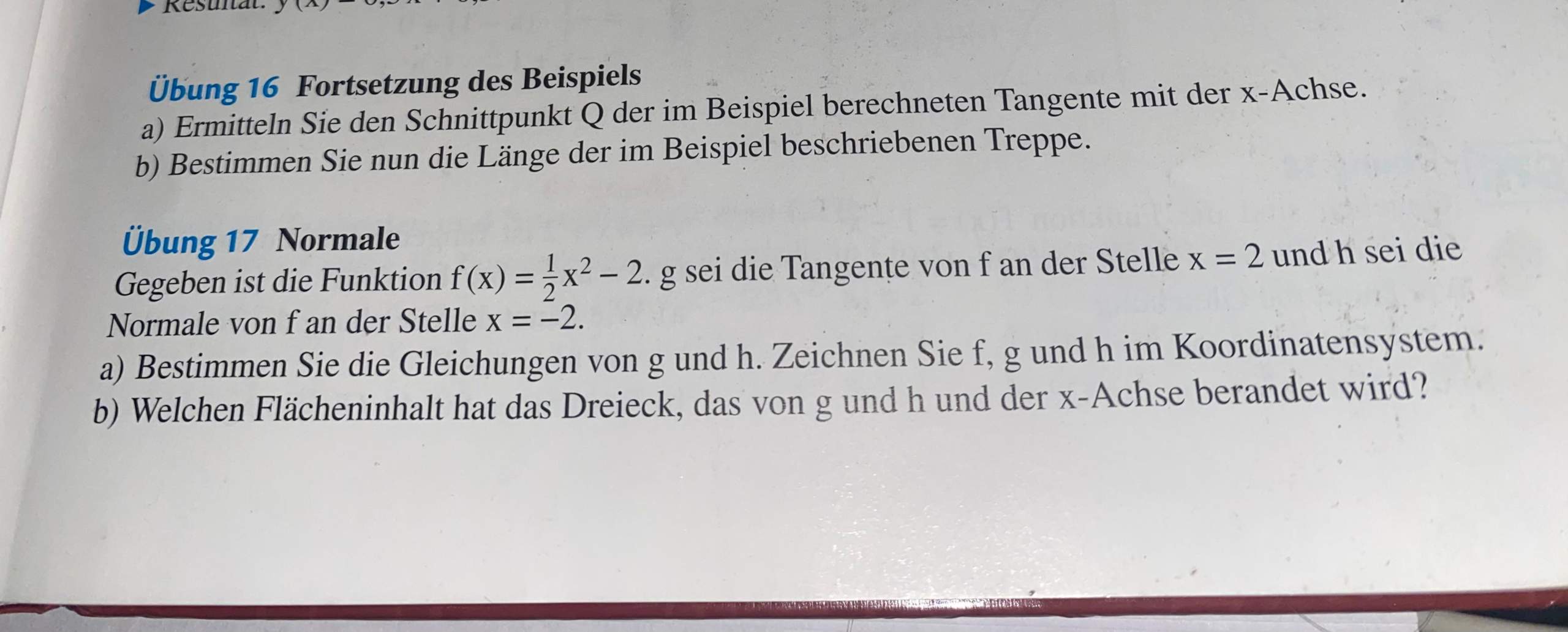 Wie rechnet man den Flächeninhalt davon aus? (Dreieck, normal, tangente)