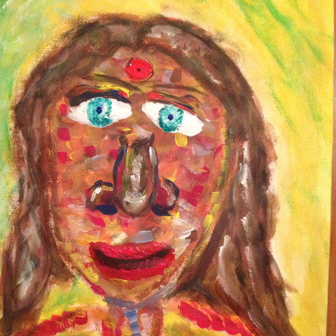 Eine Inderin . Expressionistisches Portrait - (Bilder, Kunst, Farbe)
