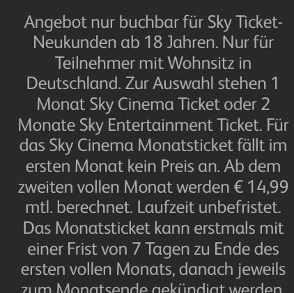 Sky Ticket Kündigungsfrist