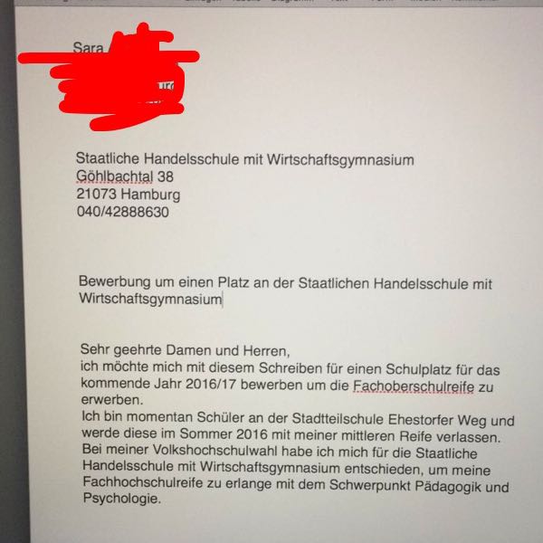 Wie sollte ich diese Bewerbung schreiben? (Schule, Gymnasium)
