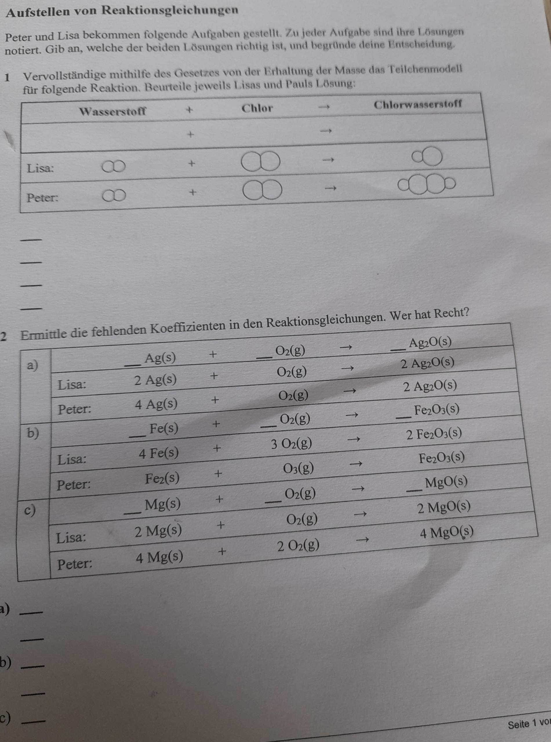 Wie stelle ich Reaktionsgleichungen auf? (Chemieunterricht