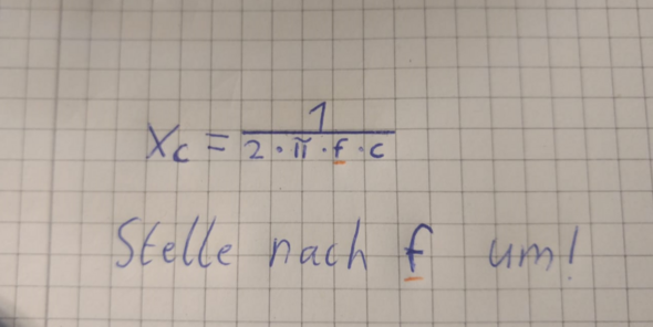 Wie stellt man diese Formel richtig nach f um?