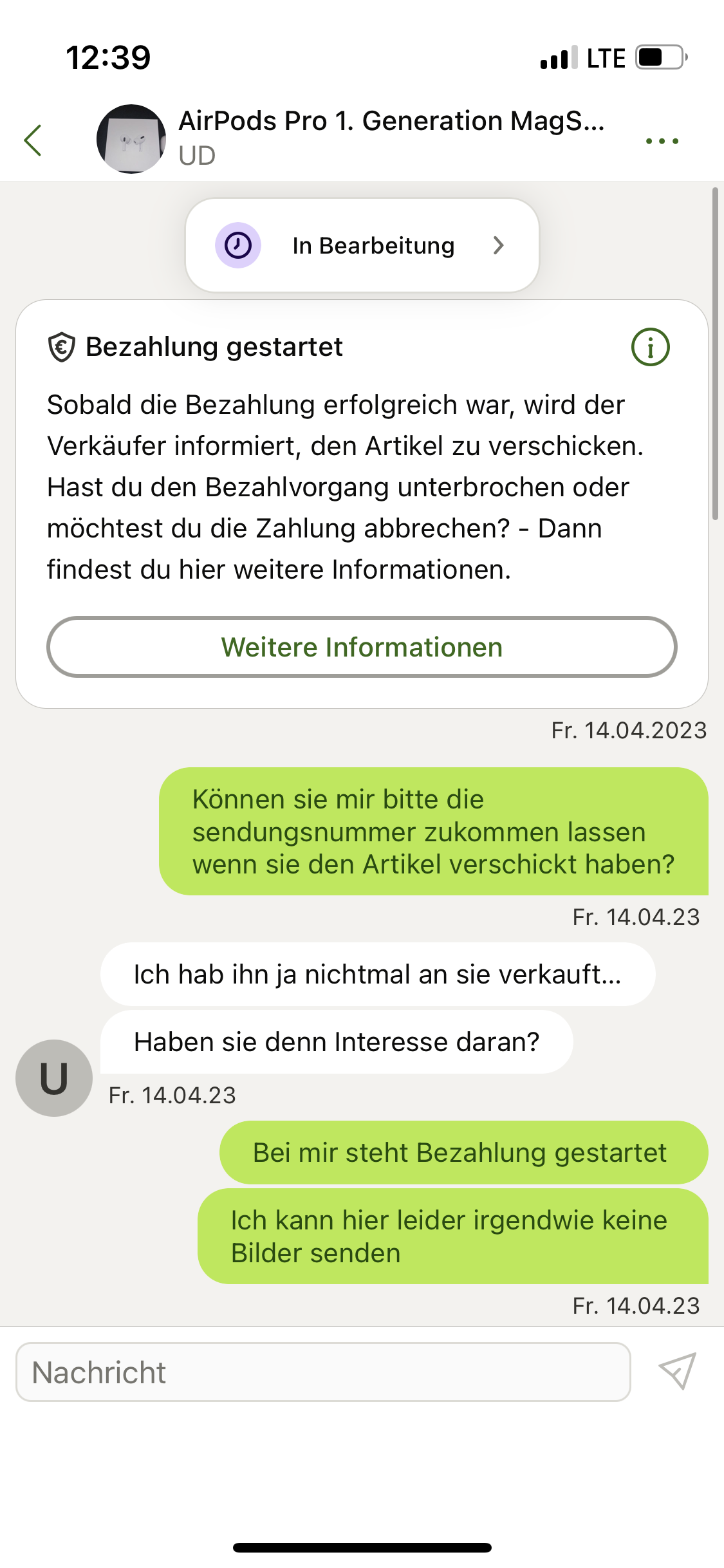 Wie storniere ich diese Bestellung bei eBay Kleinanzeigen? (Versand, Käuferschutz, Klarna)