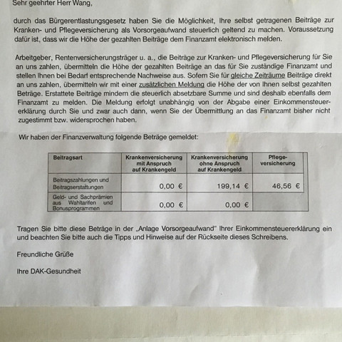 Wie Trage Ich Diese Betraege In Der Anlage Vorsorgeaufwand Ein