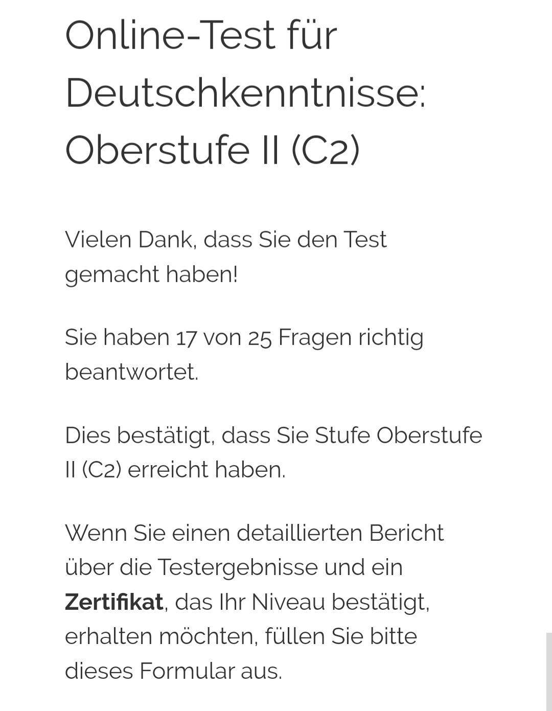 Deutsch C2 Test Beispiel Wie viel % sollte man als Deutsch-Muttersprachler bei einem C2 Test