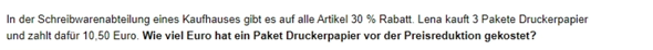 - (Mathematik, Textaufgabe, Rabatt)