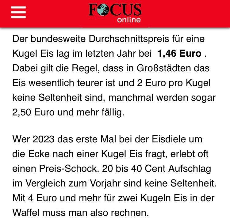 Wie viel seid/wärt ihr bereit für eine Kugel Eis zu zahlen? (Umfrage)