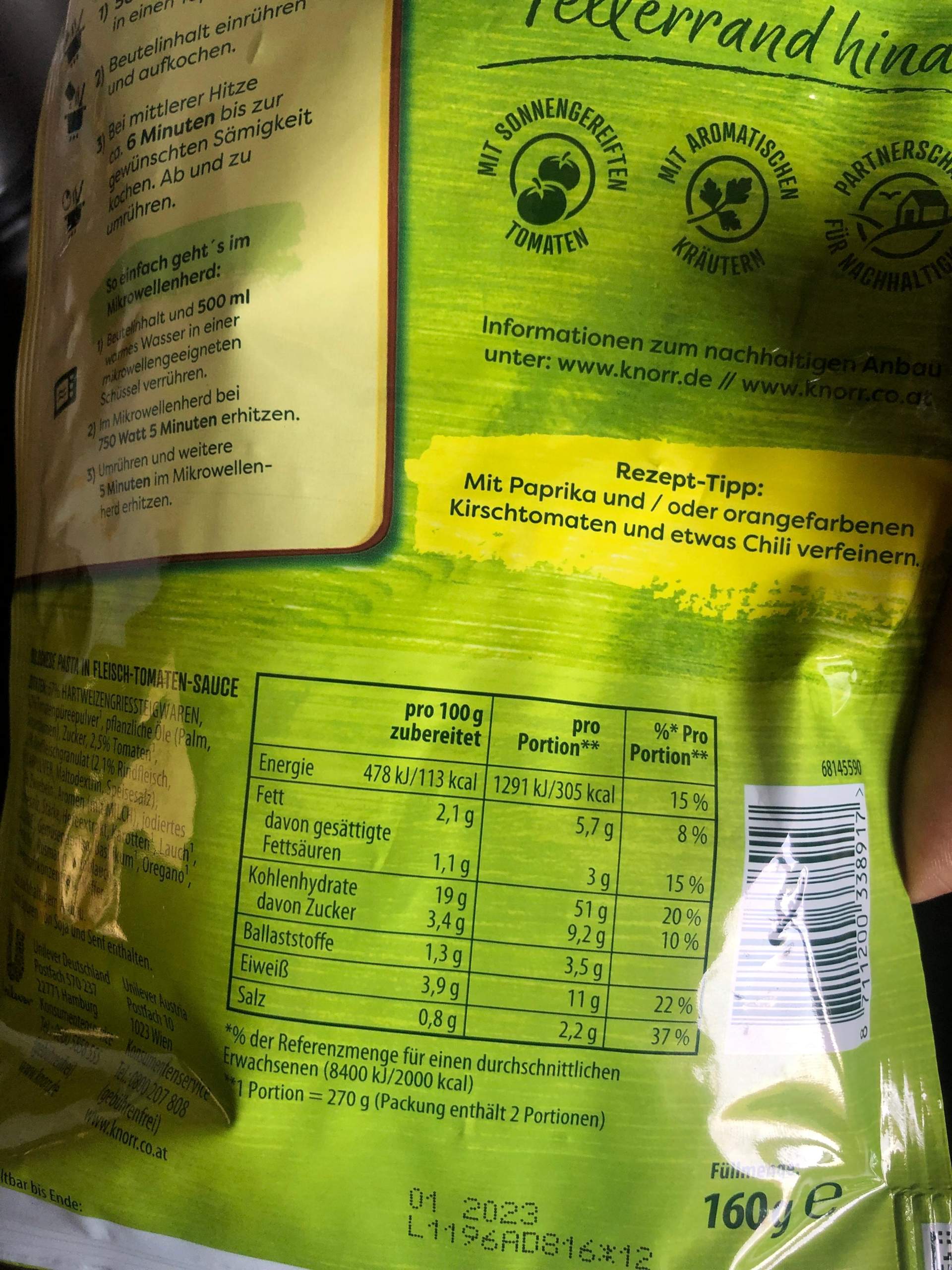 Wie viele Kalorien diese Packung? Spaghetti? (Ernährung)