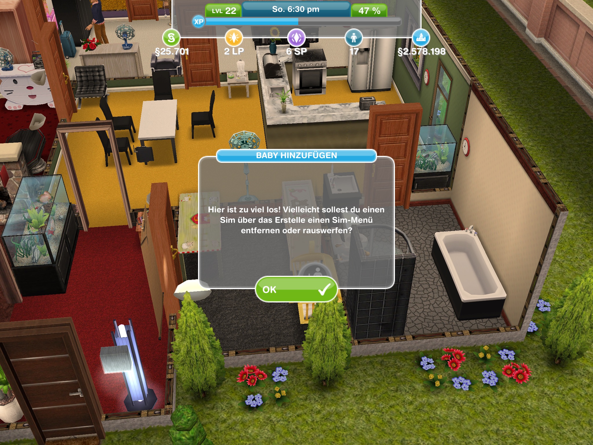 Wie viele Personen können in Sims Freeplay in einem Haus