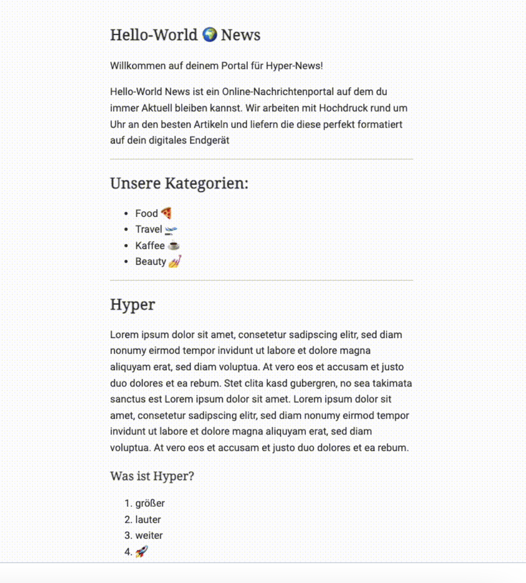 Wie wurde dieser Text mit CSS zentriert? (seite, HTML, Homepage)