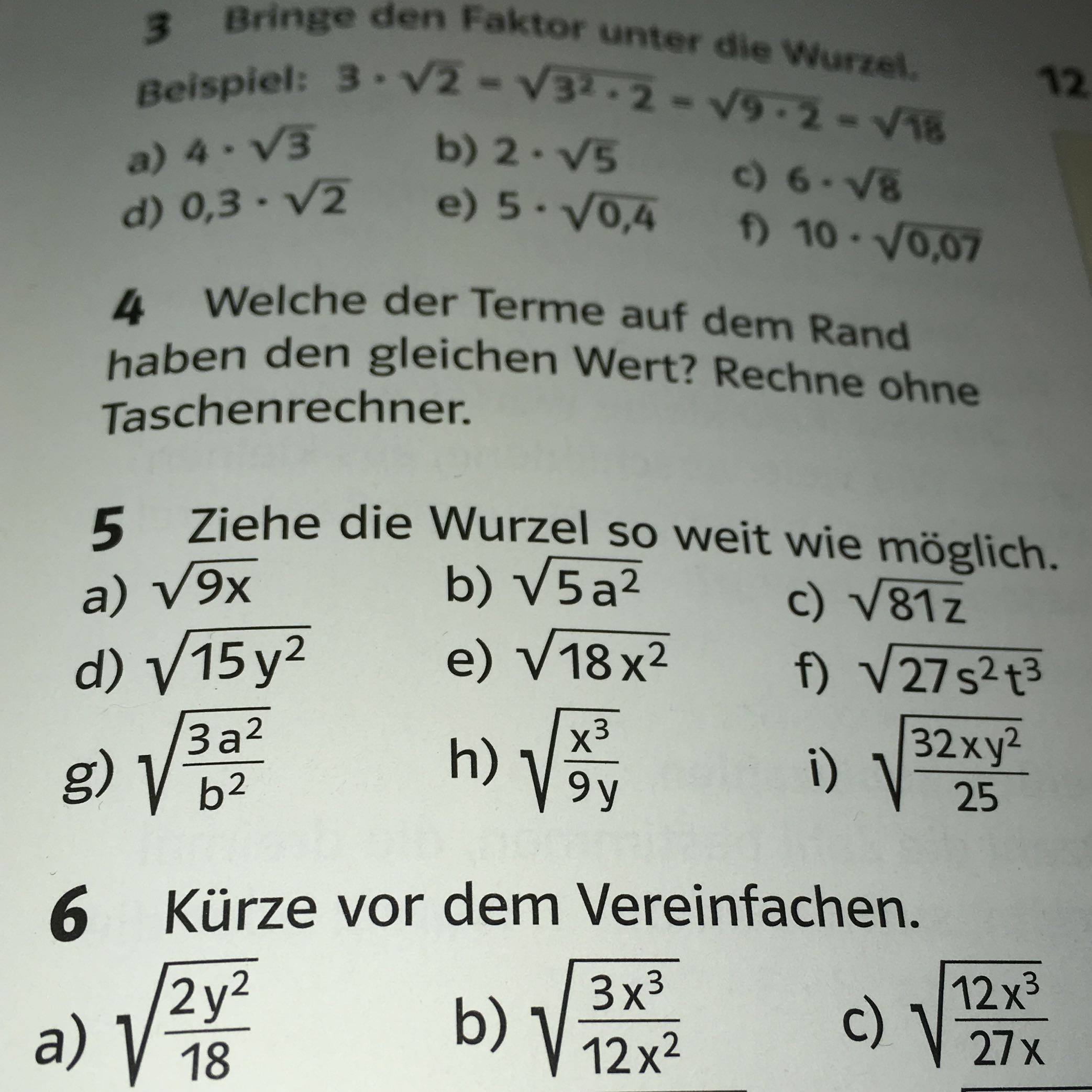 Wie zieht man aus dieser Aufgabe teilweise die Wurzel ...
