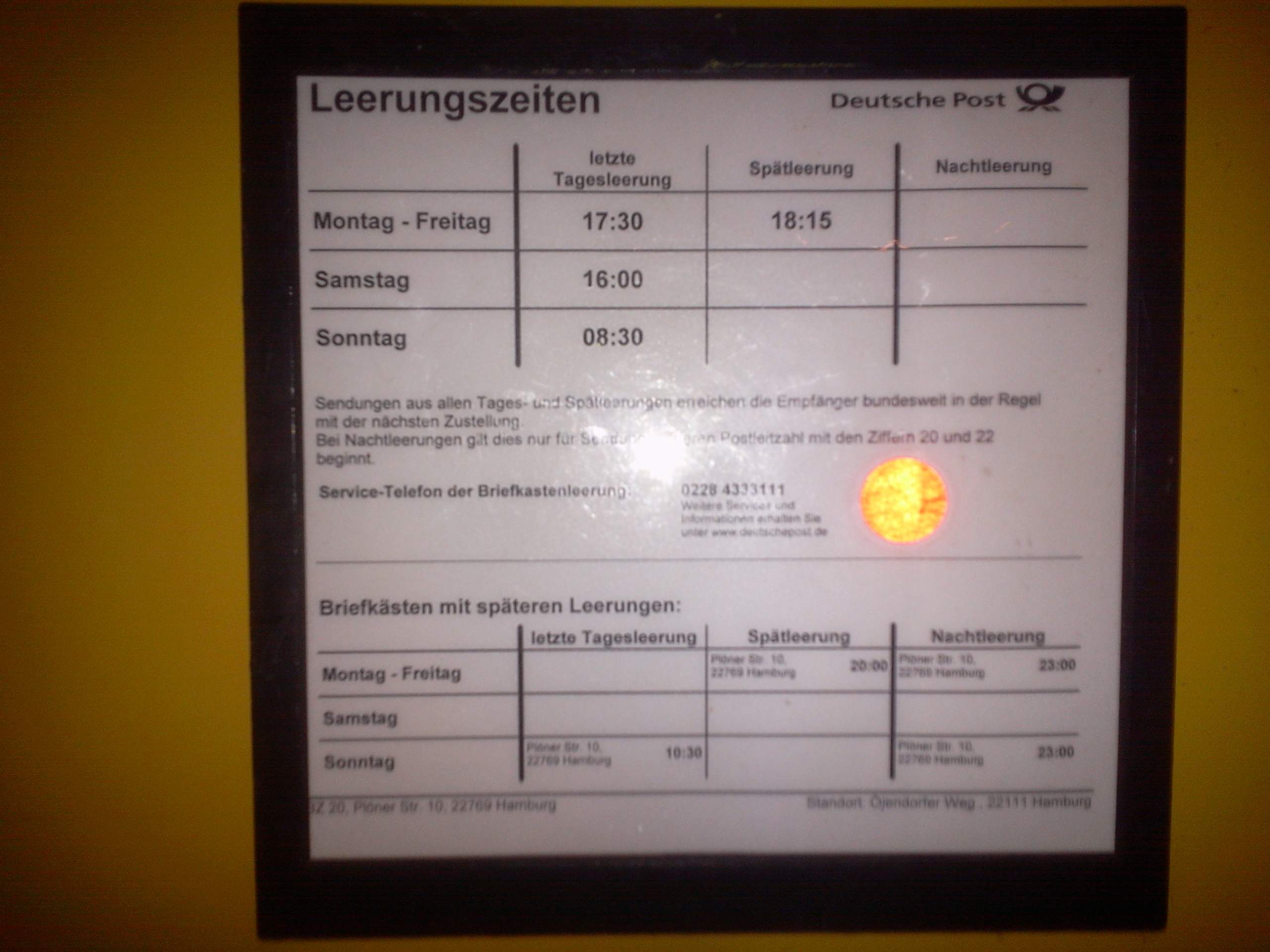 Wie zuverlässig sind die Leerungszeiten der Post-Briefkästen? (Brief ...