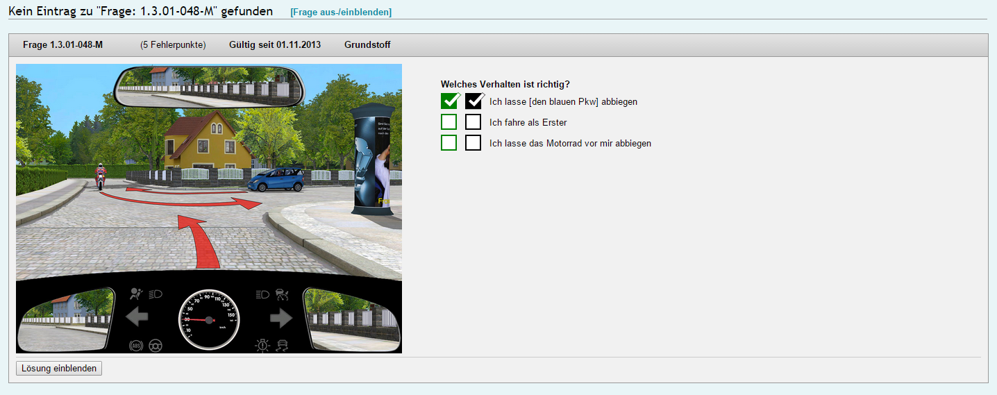 Wieso darf der blaue PKW zuerst fahren? (Fahrschule, Theorie)