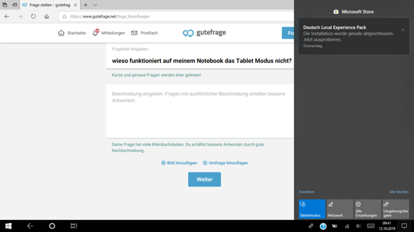 meinem notebook das tablet modus
