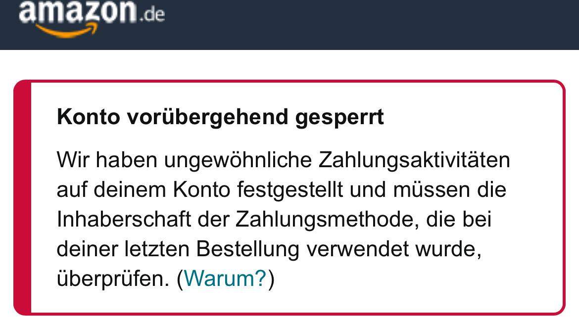 Amazon Konto Gesperrt Zahlungsrckstand