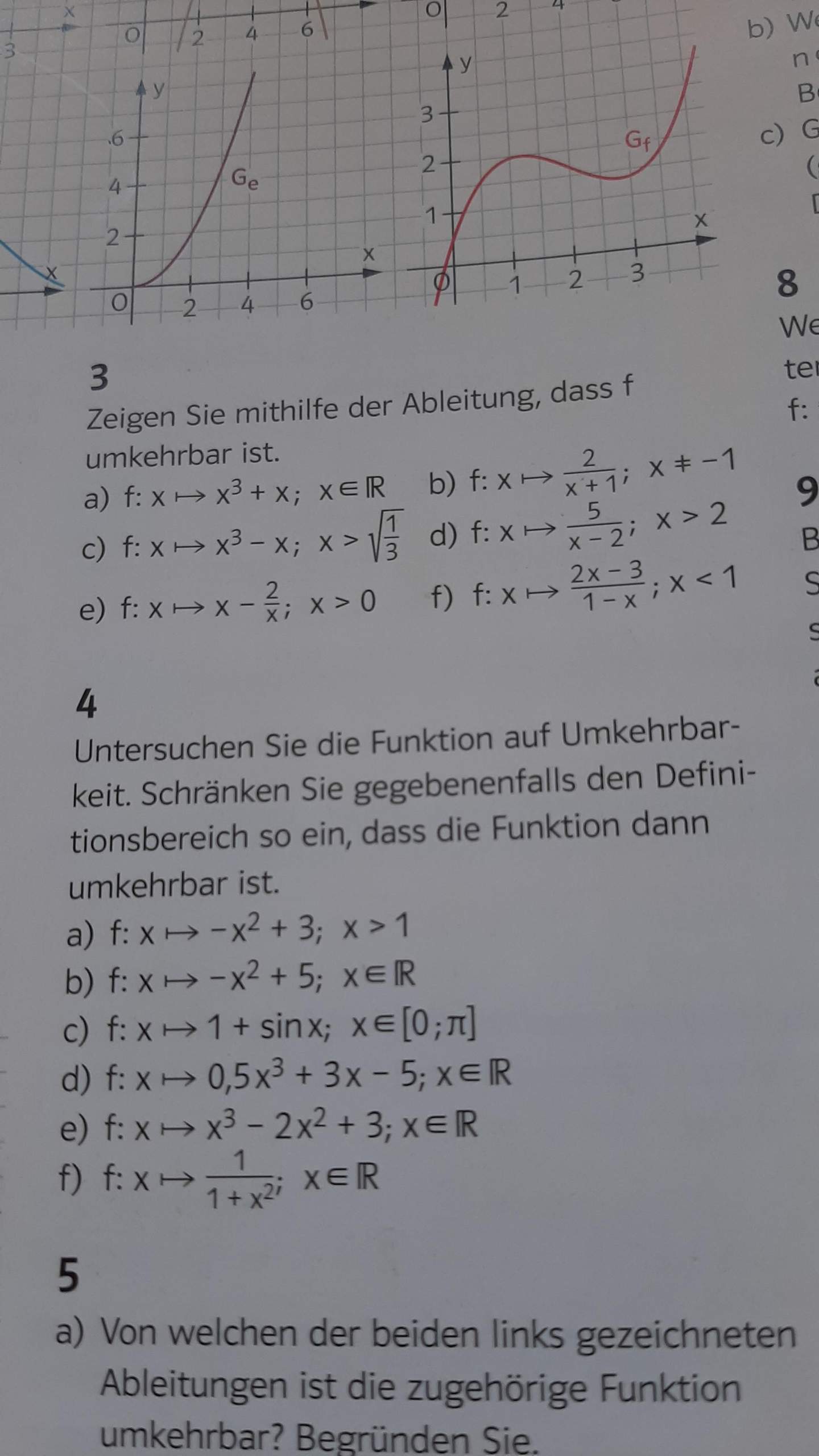 Wieso ist die Funktion Aufgabe 4 c) nicht umkehrbar? (Schule