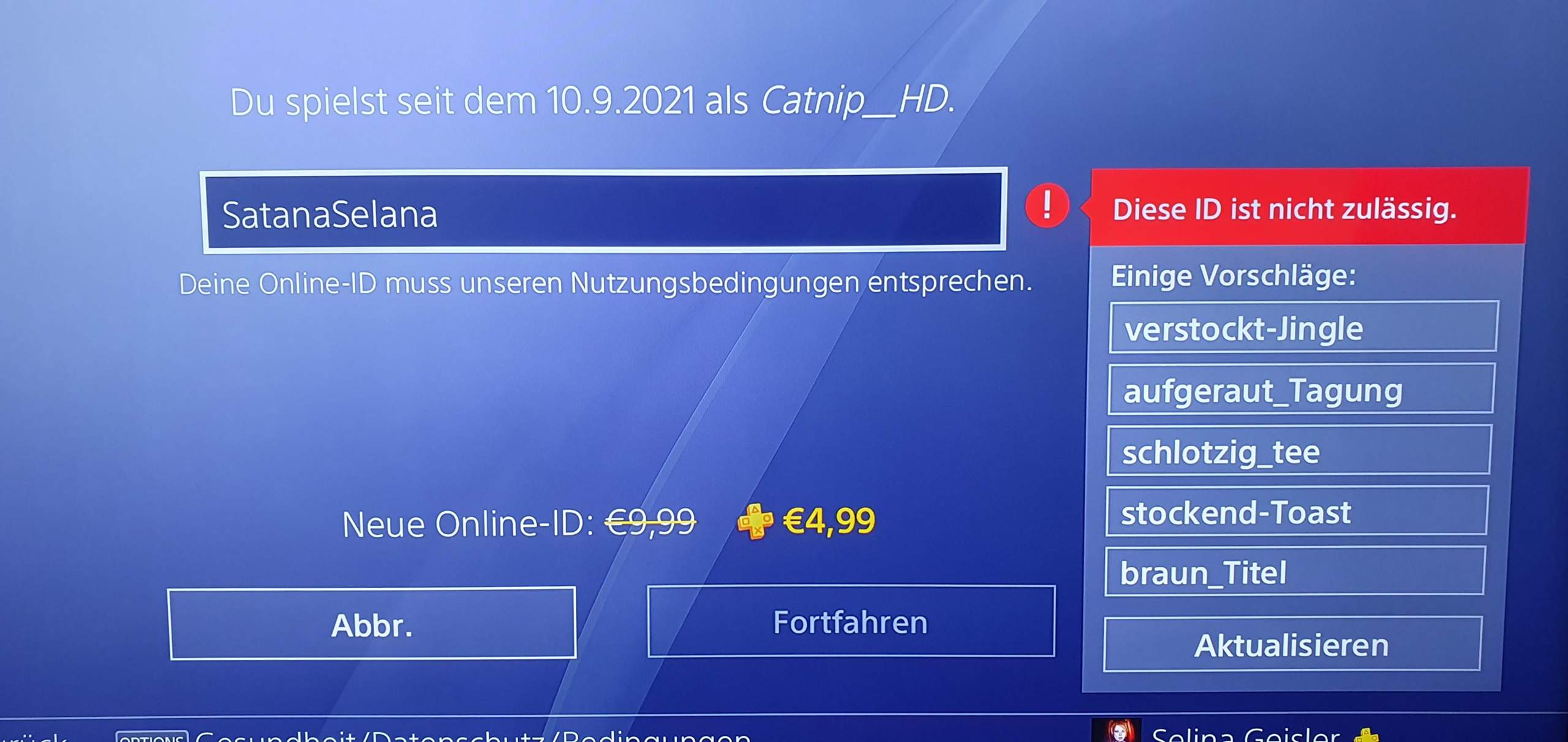 Wieso ist diese Online-ID (PS4) nicht zulässig? (PlayStation 4)
