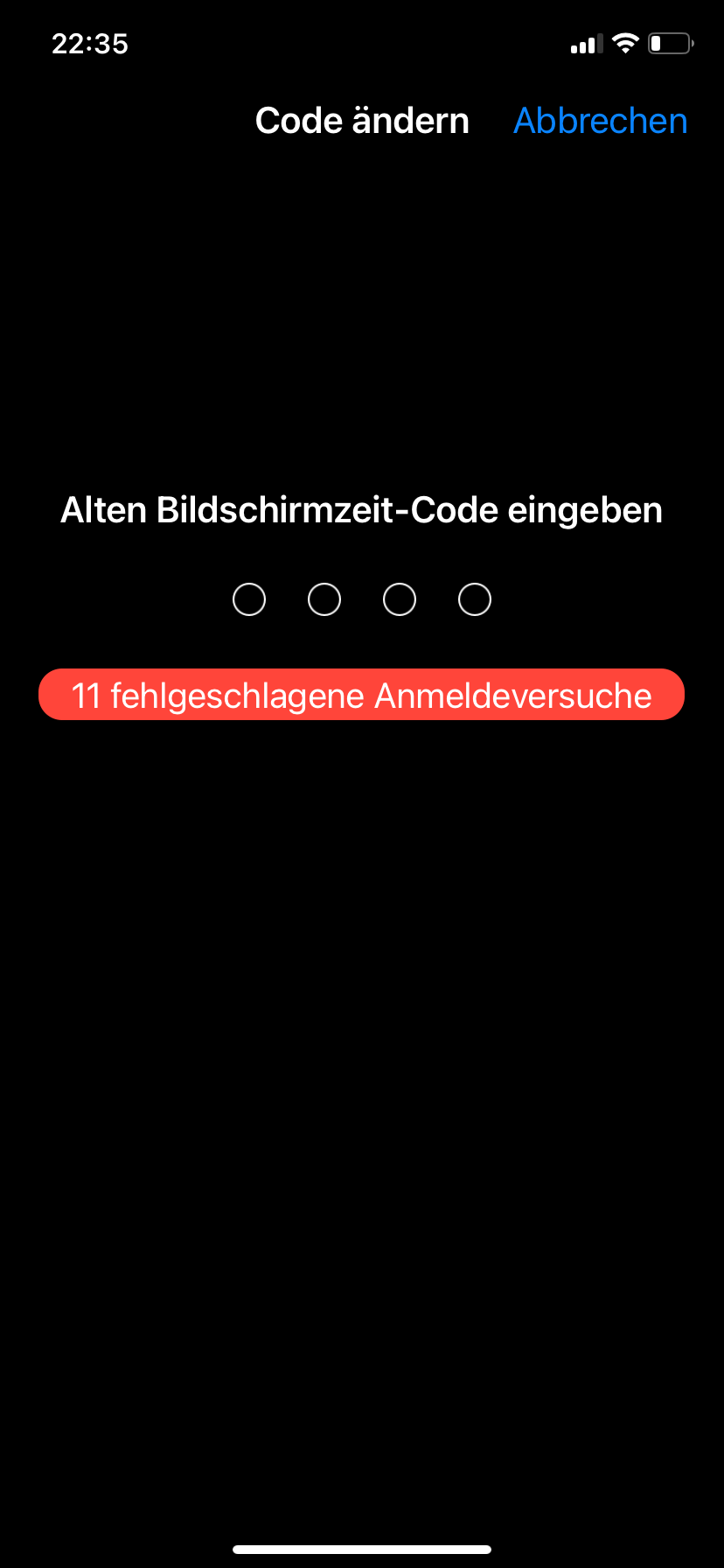 Wieso kann ich den Bildschirmzeit Code nich ändern? (Apple)