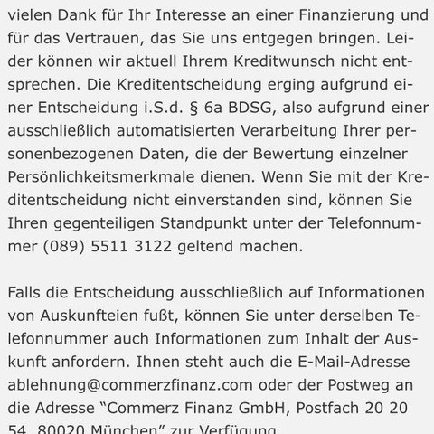 Ratenzahlung abgelehnt Ratenzahlung abgelehnt