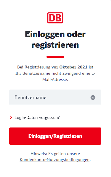 Wieso kann ich mich bei DB nicht einloggen? (Ticket, Deutsche Bahn ...