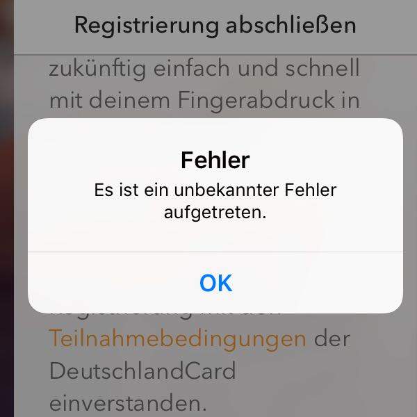 Wieso kann ich mich nicht bei der Deutschlandcard anmelden