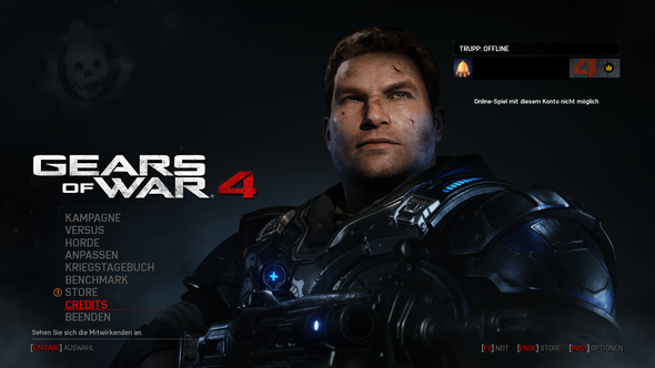 Hauptmenü von GoW 4 - (PC, Windows 10, Konto)