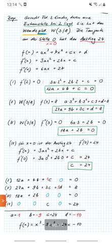 Wieso muss ich bei (|||.) f''(x)=0 setzen.(Gleichungssystem)?