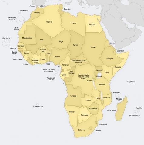 Politische Karte von Afrika - (Politik, Europa, Länder)