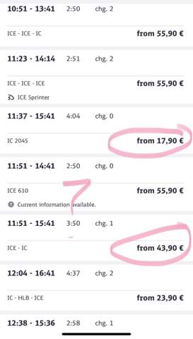 Wieso sind manche ICE Züge so billig und manche nicht?