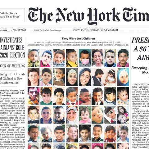 Wieso zeigt die Zeitung New York Times die palästinenischen Kinder, welche durch die israelische Armee getötet worden sind ?