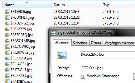 Hier ein Screenshot von den wiederhergestellten Dateien - (Windows 7, wiederherstellen, Schloss)