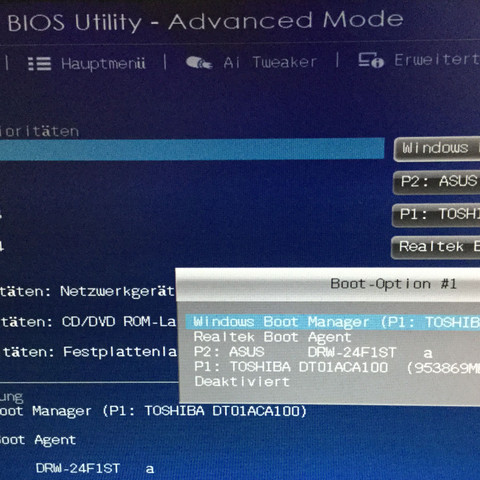 Boot-Prioritäten (aus den Abkürzungen kann man es dem Fenster zuordnen) - (Computer, Windows, Fehler)