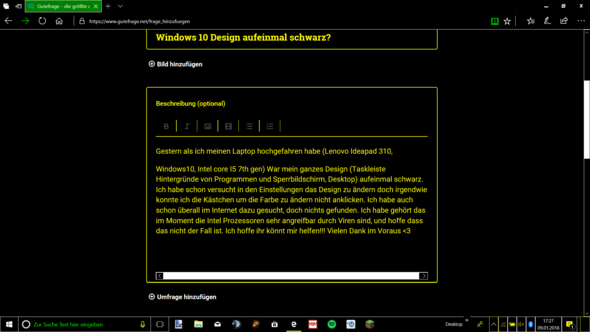 Windows 10 Design Aufeinmal Schwarz Computer