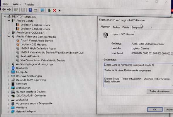 Windows 10 erkennt Logitech G35 Kopfhörer nicht mehr? (PC, Headset