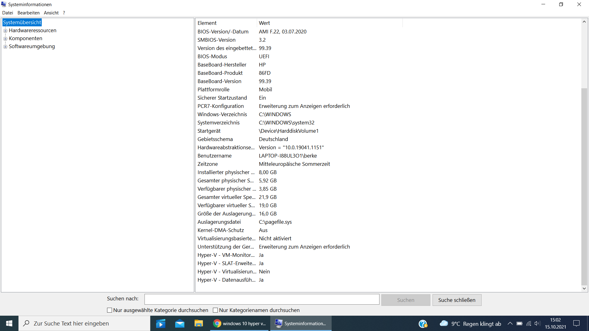 windows 10 Hyper-V Virtuliesierung aus "Ja" einstellen? (Computer, Technik,  Spiele und Gaming)